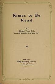 Cover of: Rimes to be read