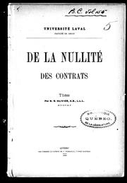 Cover of: De la nullité des contrats: thèse