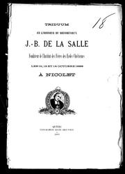 Cover of: Triduum en l'honneur du bienheureux J.-B. de la Salle, fondateur de l'Institut des frères des écoles chrétiennes by 