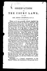 Cover of: Observations on the usury laws