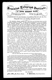 Dominion Telegraph Institute, 34 King Street East, Toronto, Ontario by Dominion Telegraph Institute (Toronto, Ont.)