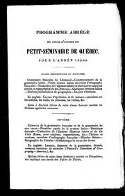 Cover of: Programme abrégé du cours d'études du Petit Séminaire de Québec: pour l'année 1838-9