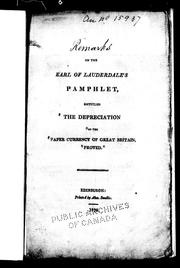 Cover of: On the Earl of Lauderdale's pamphlet, entitled The depreciation of the paper currency of Great Britain proved