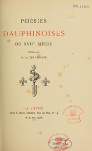 Cover of: Poésies dauphinoises du XVIIe siècle by Humbert de Terrebasse, Humbert de Terrebasse