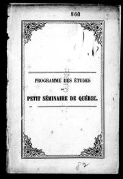 Cover of: Programme des études du Petit Séminaire de Québec