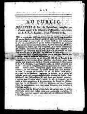 Defenses de Mr. de Saint-Ours, adressées au comité opposé à la Chambre d'assemblée by Charles Louis Roch de Saint-Ours