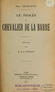 Cover of: Le procès du chevalier de La Barre