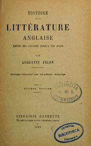 Cover of: Histoire de la littérature anglaise depuis ses origines jusqu'à nos jours