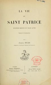 Cover of: La vie de saint Patrice: mystère breton en trois actes