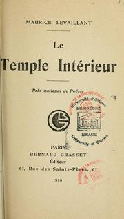 Cover of: Le temple intérieur by Maurice Levaillant
