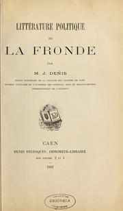 Cover of: Littérature politique de Fronde