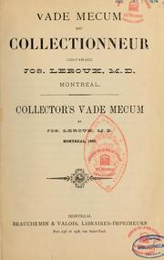 Cover of: Vade mecum du collectionneur: Collector's vade mecum / by Jos. Leroux...