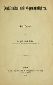 Cover of: Antisemiten und Gymnasiallehrer by Karl Fischer