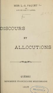 Cover of: Discours et allocutions