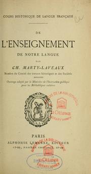 Cover of: De l'enseignement de notre langue