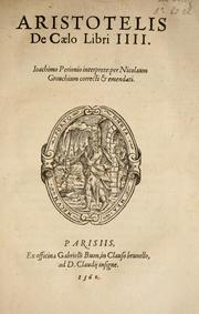 Cover of: Aristotelis De c©Œlo libri IIII