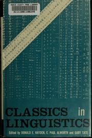 Cover of: Classics in linguistics. by Donald E. Hayden