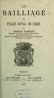 Cover of: Le Bailliage du Palais Royal de Paris by Charles Adrien Desmaze