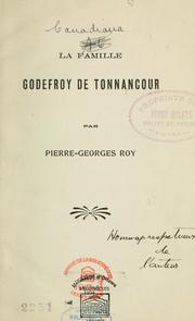 Cover of: La famille Godefroy de Tonnancour