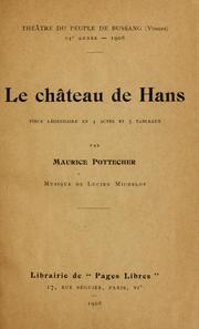 Cover of: Le Château de Hans: pièce légendaire en 4 actes et 5 tableaux