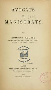 Cover of: Avocats et magistrats \ by Edmond Rousse