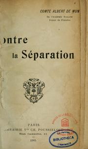 Cover of: Contre la séparation