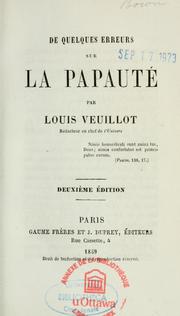 Cover of: De quelques erreurs sur la papauté