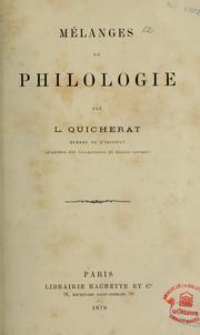 Cover of: Mélanges de philologie by Louis Marie Quicherat
