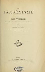 Cover of: Le jansenisme dans l'ancien diocese de Vence...