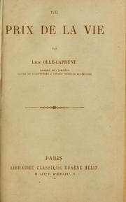 Cover of: Le prix de la vie by Léon Ollé-Laprune