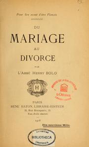 Cover of: Du mariage au divorce