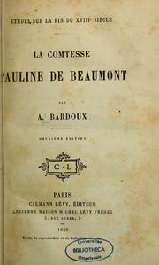 Cover of: La Comtesse Pauline de Beaumont by Agénor Bardoux