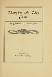 Cover of: Thoughts as they came