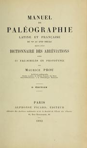 Cover of: Manuel de paléographie.