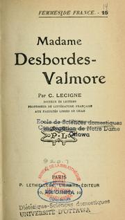 Cover of: Madame Desbordes-Valmore