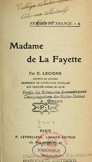 Cover of: Madame de La Fayette
