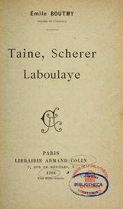 Cover of: Taine, Scherer, Laboulaye