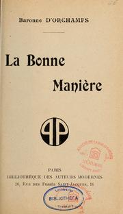 Cover of: La bonne manière