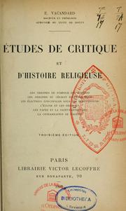 Cover of: Études de critique et d'histoire religieuse