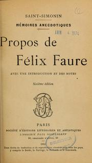 Cover of: Propos de Félix Faure