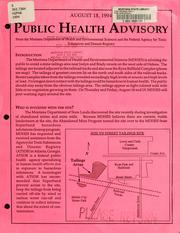 Cover of: Public health advisory by Montana. Dept. of Health and Environmental Sciences