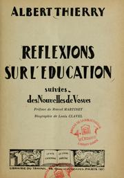 Cover of: Réflexions sur l'éducation: suivies des Nouvelles de Vosves