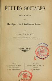 Cover of: Etudes sociales: précédées de l'Encyclique "Sur la condition des ouvriers."