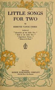 Cover of: Little songs for two by Cooke, Edmund Vance