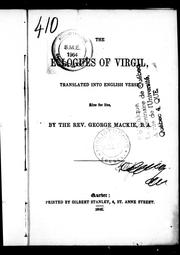 Cover of: The Eclogues of Virgil