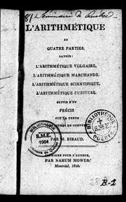 Cover of: L'arithmétique en quatre parties by M. Bibaud