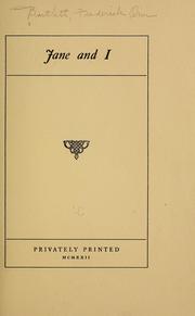 Cover of: Jane and I by Bartlett, Frederick Orin
