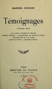 Témoignages (Troisième série) ... by Marcel Coulon