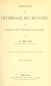 Cover of: Compendium der Physiologie des Menschen by Adolf Fick