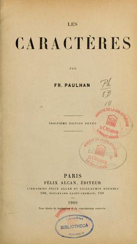 Les caractères by Frédéric Paulhan